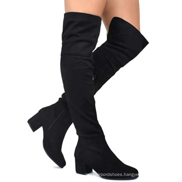 2019 Custom Women's Over The Knee Stretch Boot Trendy Low Block Heel A173-3c Shoe - Sexy Over The Knee Pullon Boot